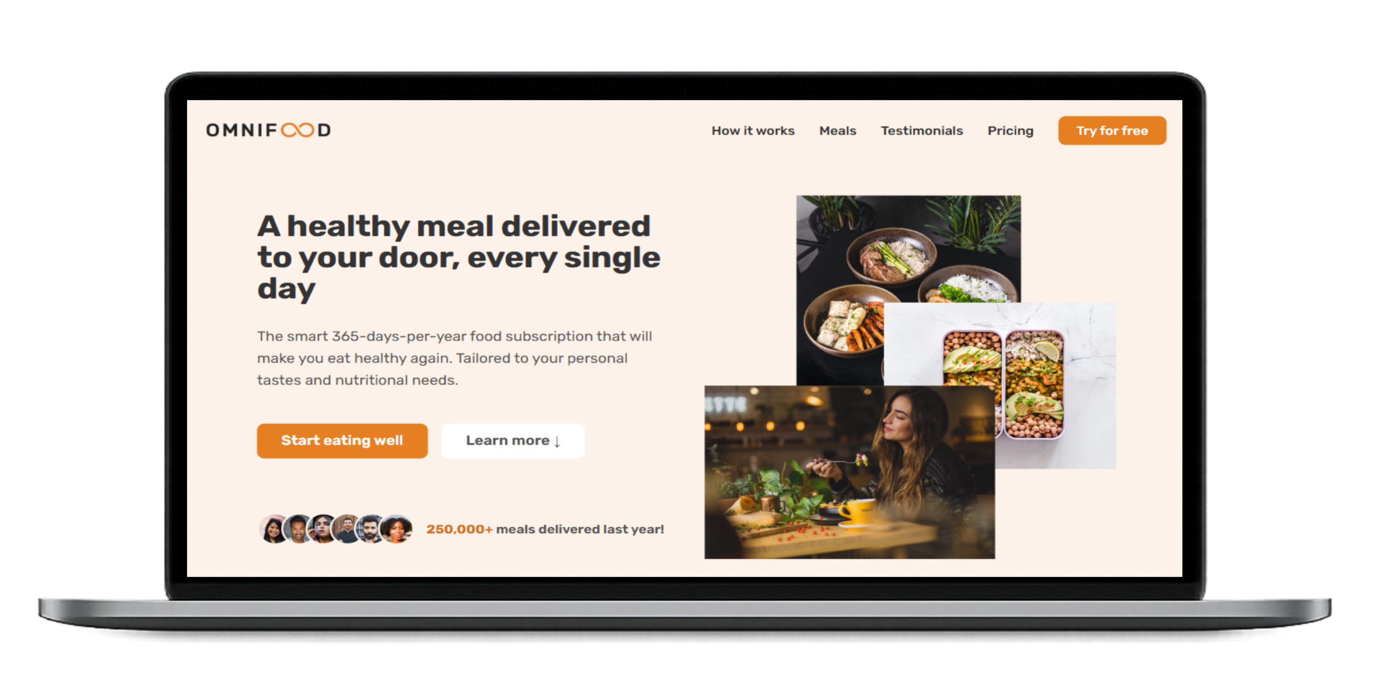 Omnifood project image on a laptop